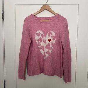 Cupcake And Cashmere Valentine’s Day Heart Sweater Sz M Pink Knit Pullover Love